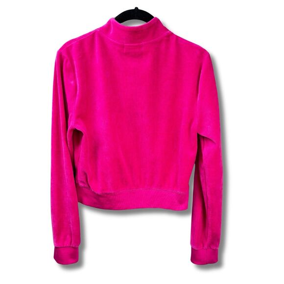 Juicy Couture Track Jacket Women's M Hot Pink Velour Full Zip Pockets "J" Charm - Picture 4 of 14